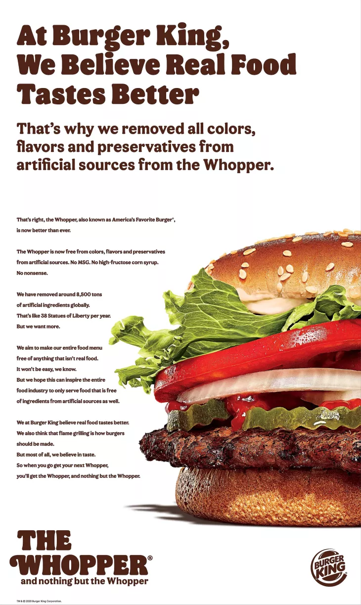 Burger King "Whopper and nothing but the Whopper" ads