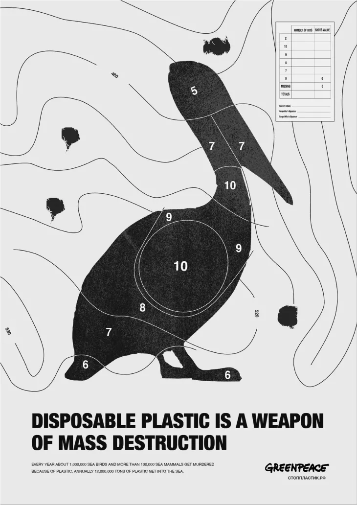 Greenpeace "A Regular Weapon" Disposable plastic is a weapon of mass destruction