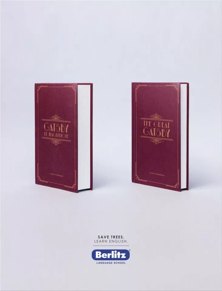 Berlitz: "Save trees. Learn English." by Rethink