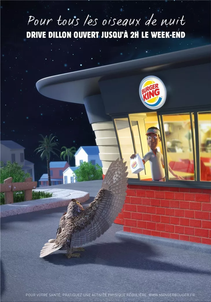 Burger King: "Pour tous les oiseaux denuit"
